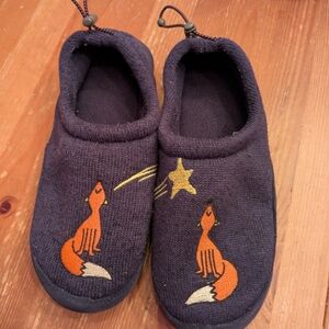 L.L. Bean Charming Fox and Star Navy Slippers Kids Size 3-4